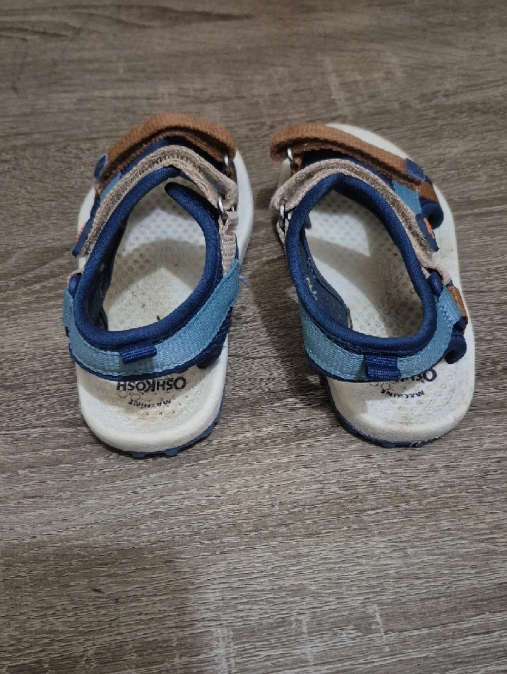 OshKosh B'gosh Navy and Brown Kids Hook-and-Loop Sandals